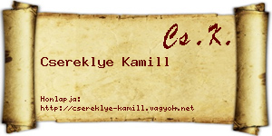 Csereklye Kamill névjegykártya